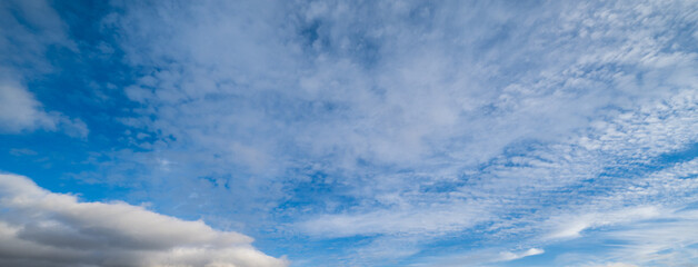 Wall Mural - white clouds in blue summer sky panoramic background