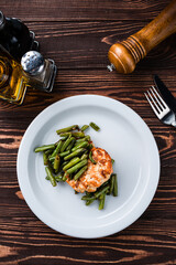 Wall Mural - chicken fillet with asparagus, fried chicken with asparagus