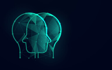 Leinwandbilder - Human heads. Head icons. Science, psychology, medicine. Vector