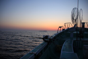 beautiful sky gradation from a fishing boat