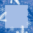 Christmas  greeting frame with fir branches and snowflakes