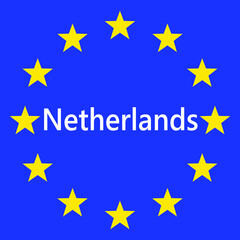 Wall Mural - flag of european union with netherlands. eu flag. country border sign of the of netherlands. vector 