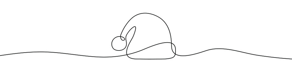 Wall Mural - continuous line drawing of cap of santa. christmas hat one line icon. one line drawing background. v