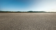 Panorama Big Field View Of Asphalt Road With Sky Landscape .