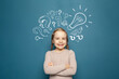 © millaf - Portrait of child girl smiling. Success, idea and innovation concept