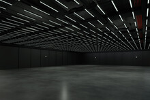 Empty Hall Exhibition Centre.The Backdrop For Exhibition Stands, Booth,market,trade Show.Conversation For Activity,meeting.Arena For Entertainment,event,sports.Indoor  For Factory,showroom.3d Render.