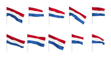 Netherlands Flags. Set Of National Realistic Netherlands Flags.