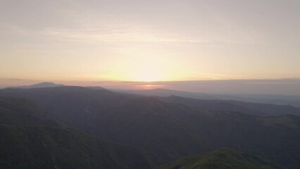 Wall Mural - Panoramic sunset over Ambaritsa. Levski peak in Balkan Mountains, Bulgaria