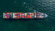 © Darunrat - Aerial view container ship transporting freight cargo global business logistic import export international around the world, Container cargo freight shipping transportation.