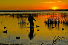 A Waterfowl Hunter At Sunset
