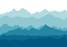 Mountains Blue Background. Vector Illustration