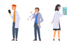 © topvectors - Physicists in white lab coats doing scientific experiment with laboratory equipment set cartoon vector illustration