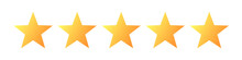 Five Golden Stars Product Rating Review  Icon Vector Image.