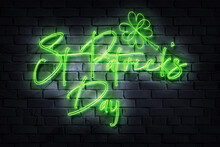 St Patricks Day Neon Sign On A Dark Wall