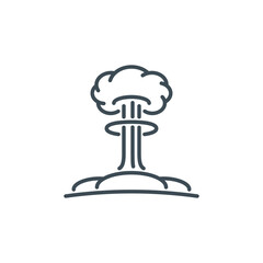 mushroom cloud after explosion nuclear bomb single outline icon black isolated on white. outline sym