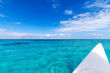 © EdVal - Beautiful landscape from the catamaran to Atlantic ocean and coastline, Turquoise water and blue sky with clouds. Cuba