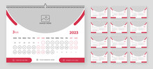 Monthly Calendar Template For 2023 Year. Week Starts On Monday. Wall Calendar In A Minimalist Style.