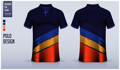Canvas Print - Blue Polo shirt mockup template design for soccer jersey, football kit, golf, tennis, or sport uniform. Fabric pattern design.