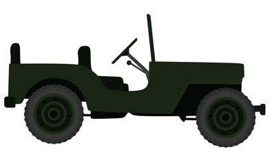 Canvas Print - Retro green WWII vehicle. vector