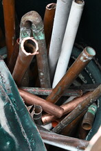 Recycling, Scrap Copper Pips And Old Hot Water Tank 