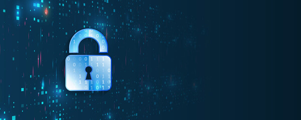 Fototapete - Cyber security for business and internet projects. Vector illustration of data security services. Data protection, privacy, and internet security concept. Hi-tech various background.