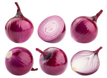 Red Onion Isolated On White Background, Clipping Path, Full Depth Of Field