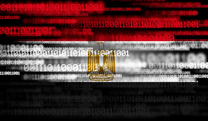 Flag of Egypt on binary code. Modern technology concept.
