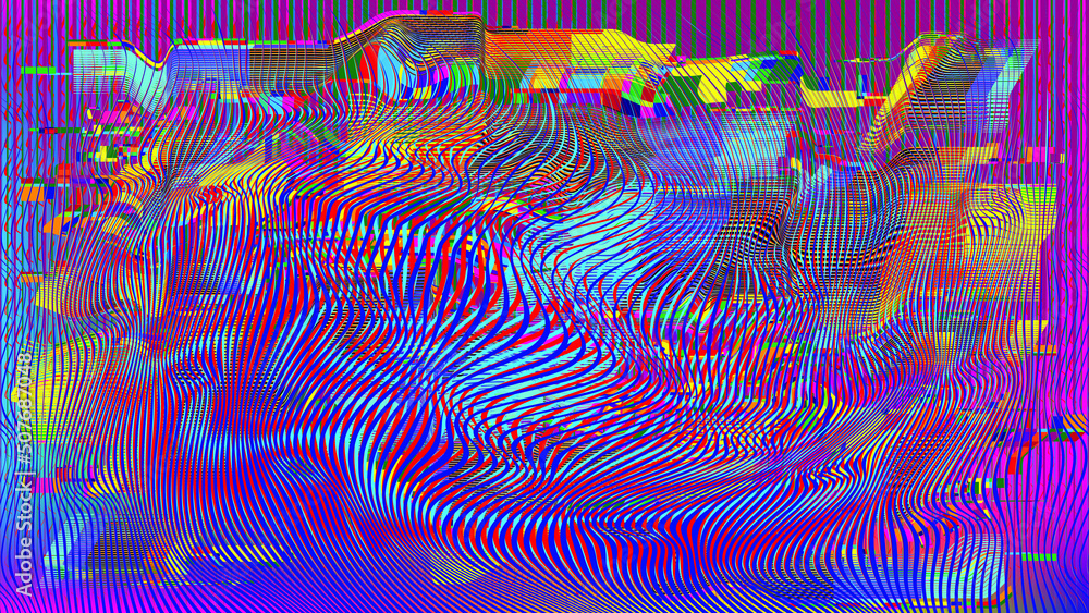 Glitch distorted geometric background . Modern art design . Noise ...