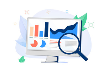 Wall Mural - data analytics, dashboard and business finance report. analyzing statistical or financial informatio