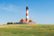 © JCB - Westerheversand Lighthouse and Salzwiesen (salt marsh) in summer, Westerhever, Nordfriesland, Schleswig-Holstein, Germany