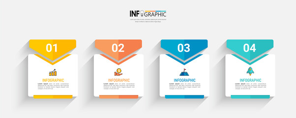 Fototapete - Four steps business infographics template vector.	
