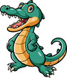 Cartoon funny crocodile posing on white background