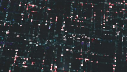 Big data sorting. Information analytics or artificial intelligence visualization. Seamless loop 3D render animation
