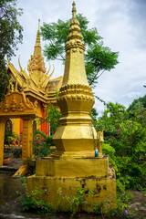 view of Ta Pa pagoda in Ta Pa hill, Tri Ton town, one of the most famous Khmer pagodas in An Giang province, Mekong Delta, Vietnam.