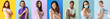 © Pixel-Shot - Different people with applied medical patch after vaccination on colorful background