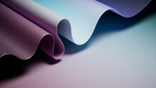 Contemporary 3D Gradient Background With Wavy Surface. Purple And Blue Wallpaper With Copy-Space.