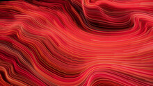 Red, Orange And White Colored Stripes Form Colorful Neon Lines Background. 3D Render.