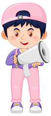 Poster - Cute boy cartoon holding megaphone