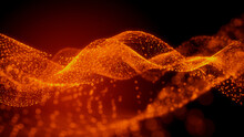Big Data Concept. Orange, Futuristic Digital Style. 3D Render.