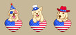 Cute golden retriever dog with USA flag heat American independence day 4th of July and memorial day Vector