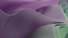 Elegant 3D Design Background, With Ripple, Abstract Green And Purple Surfaces. 3D Render.