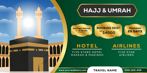 Wall Mural - horizontal travel hajj and umrah banner poster illustration