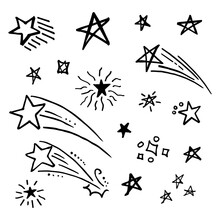 Starburst Doodle Set. Hand Drawn Star.