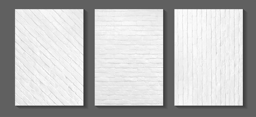 Poster - Vector white brick wall background. in A4 size for design work cover book presentation. brochure layout and flyers poster template.