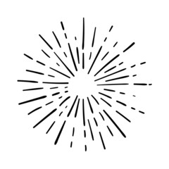 Wall Mural - sunburst, explosion effects, vintage doodle isolated on white background