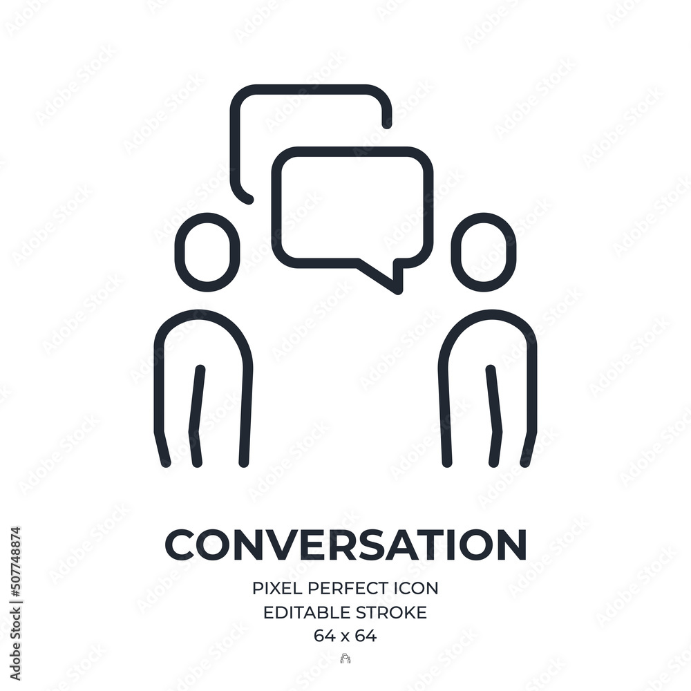 People conversation concept editable stroke outline icon isolated on ...