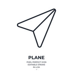 Wall Mural - paper plane editable stroke outline icon isolated on white background flat vector illustration. pixe