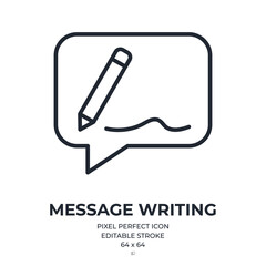 Wall Mural - writing message concept editable stroke outline icon isolated on white background flat vector illust