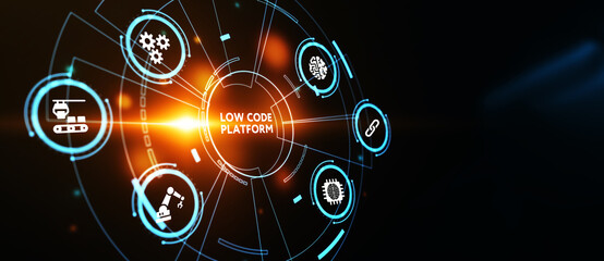 Low Code software development platform technology concept. 3d illustration
