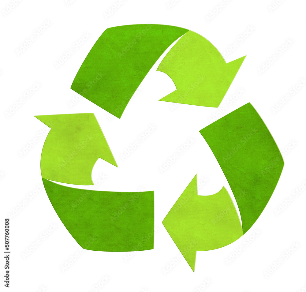Arrows recycle symbol from paper. Reuse and renewable resources. Eco-friendly concept